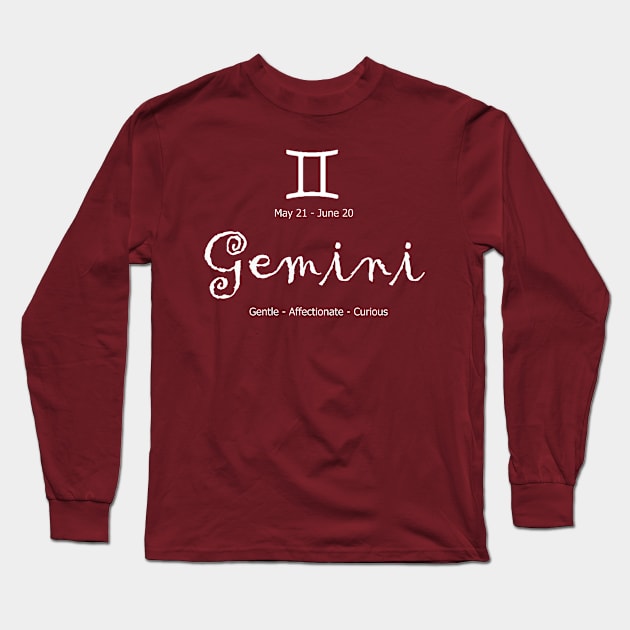 Gemini astrological sign design Long Sleeve T-Shirt by halazidan